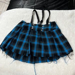 Blue and Black Plaid School Girl Skirt